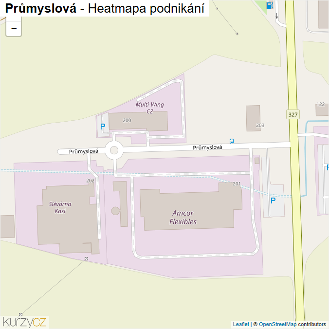 Mapa Průmyslová - Firmy v ulici.