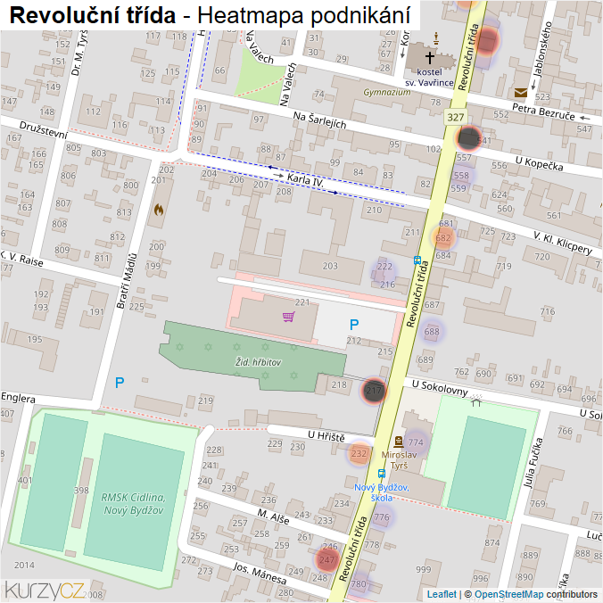 Mapa Revoluční třída - Firmy v ulici.