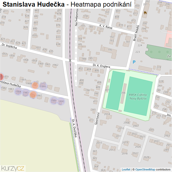 Mapa Stanislava Hudečka - Firmy v ulici.