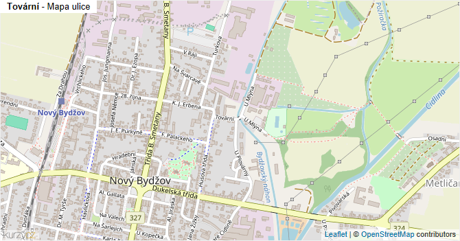 Tovární - mapa ulice
