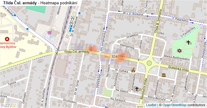 Třída Čsl. armády - mapa podnikání