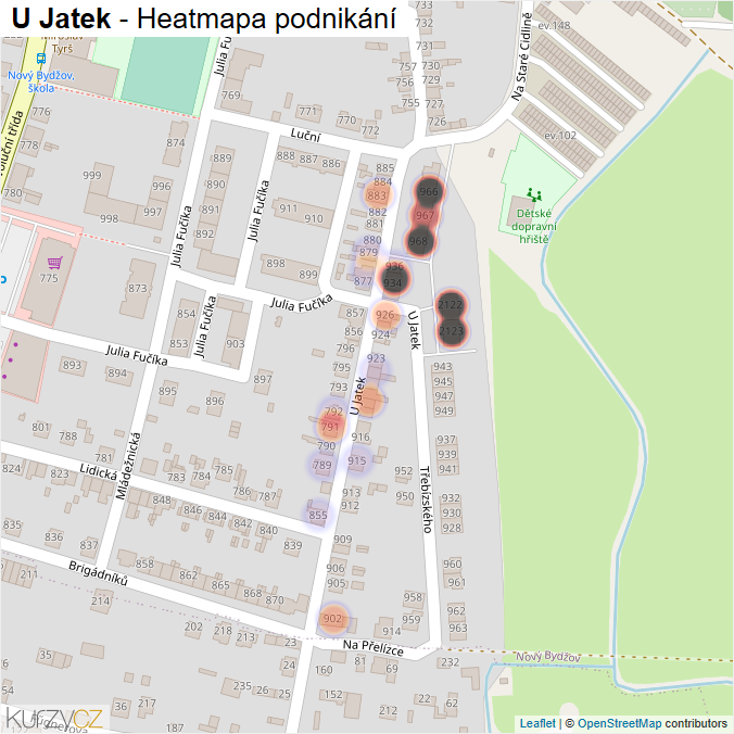 Mapa U Jatek - Firmy v ulici.