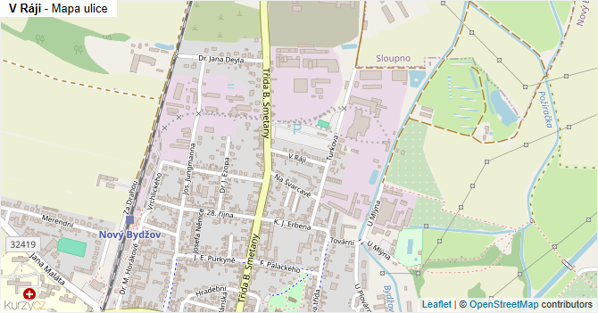 V Ráji - mapa ulice