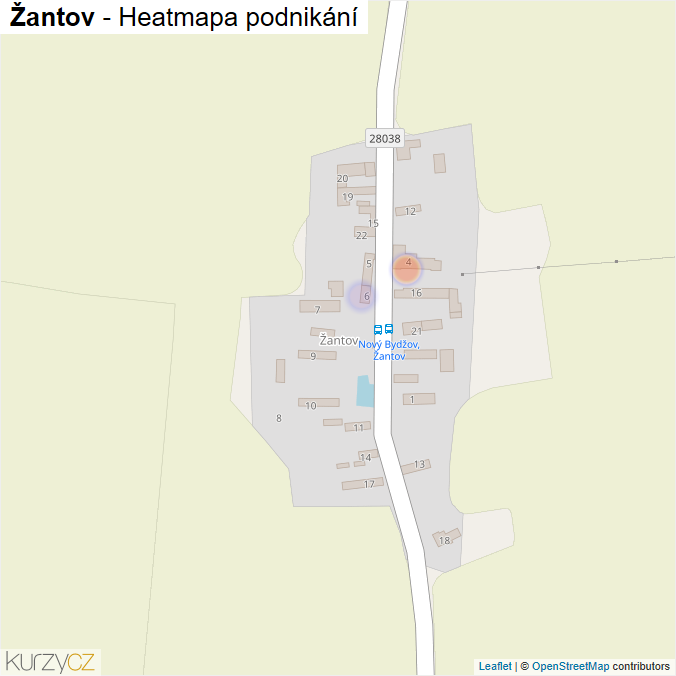 Mapa Žantov - Firmy v části obce.