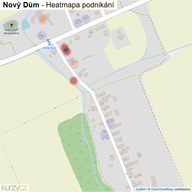 Mapa Nový Dům - Firmy v části obce.