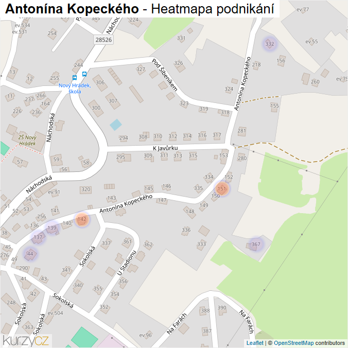 Mapa Antonína Kopeckého - Firmy v ulici.