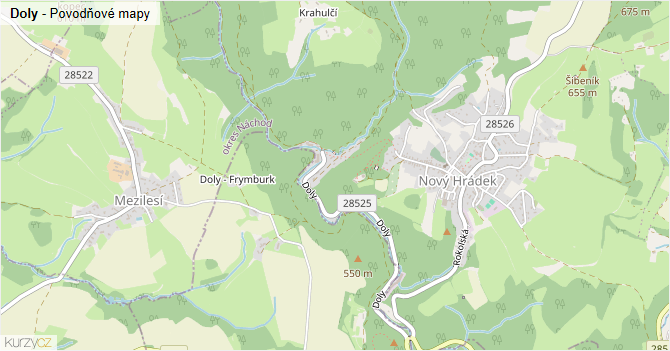 Doly - záplavové mapy stoleté vody