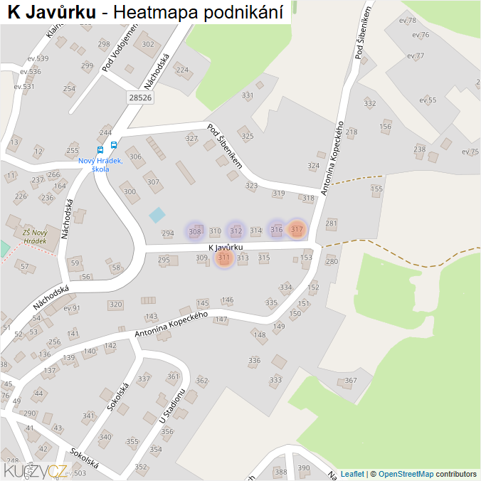 Mapa K Javůrku - Firmy v ulici.