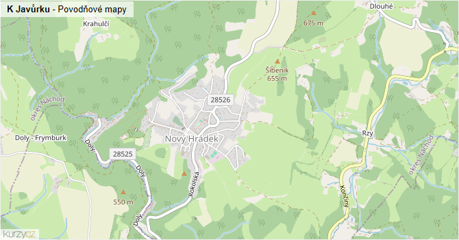 K Javůrku - záplavové mapy stoleté vody