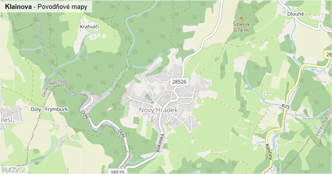 Klainova - záplavové mapy stoleté vody