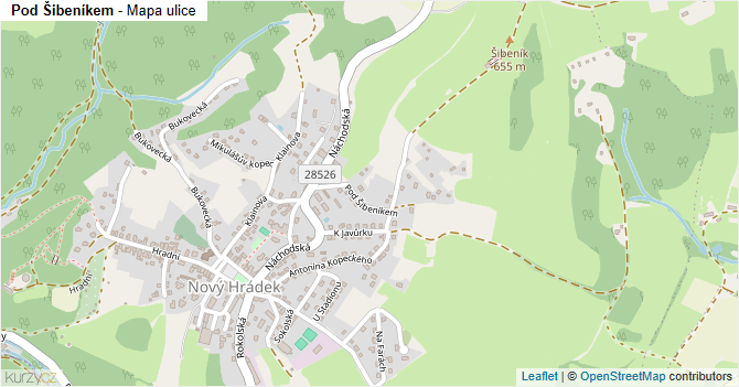Pod Šibeníkem - mapa ulice