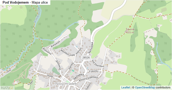 Pod Vodojemem - mapa ulice