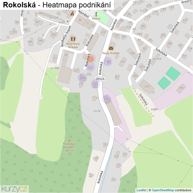 Mapa Rokolská - Firmy v ulici.
