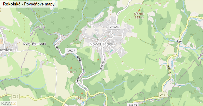 Rokolská - záplavové mapy stoleté vody