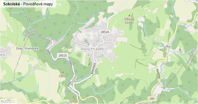 Sokolská - záplavové mapy stoleté vody