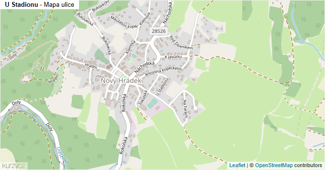 U Stadionu - mapa ulice