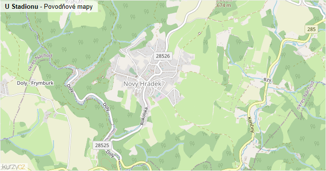 U Stadionu - záplavové mapy stoleté vody