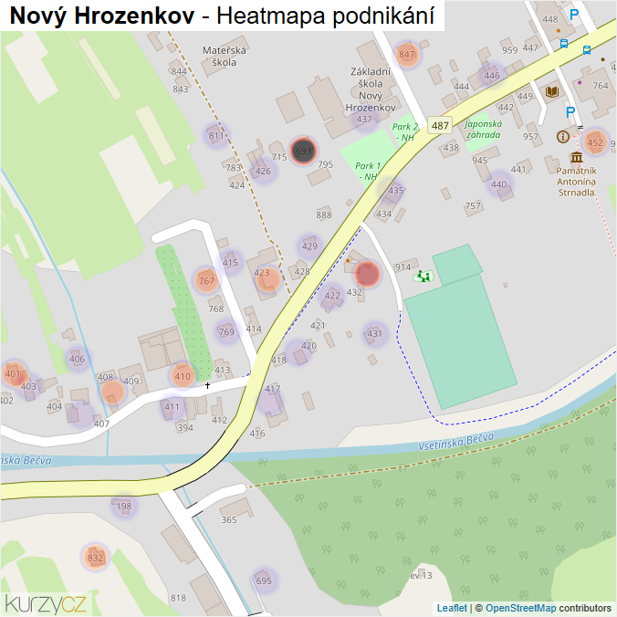 Mapa Nový Hrozenkov - Firmy v obci.