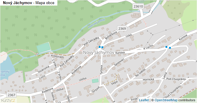 Nový Jáchymov - mapa obce