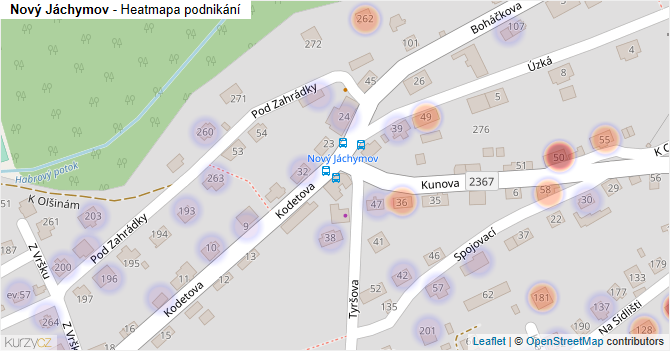 Nový Jáchymov - mapa podnikání