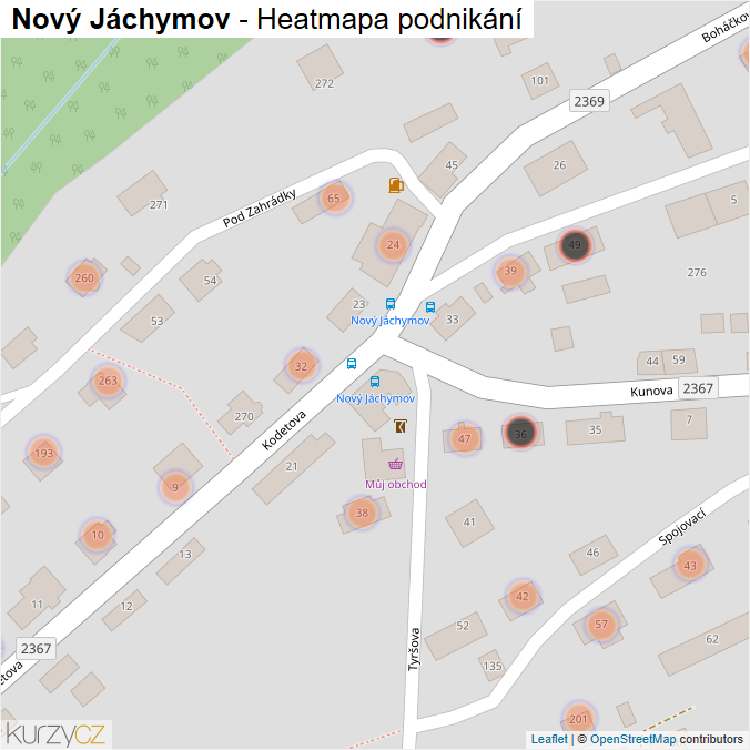 Mapa Nový Jáchymov - Firmy v obci.