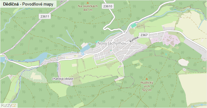 Dědičná - záplavové mapy stoleté vody