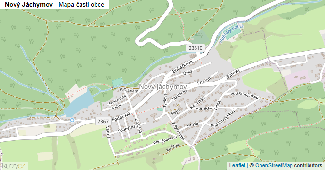 Nový Jáchymov - mapa části obce