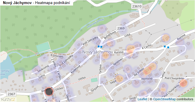 Nový Jáchymov - mapa podnikání