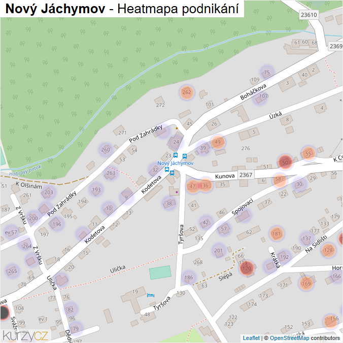 Mapa Nový Jáchymov - Firmy v části obce.