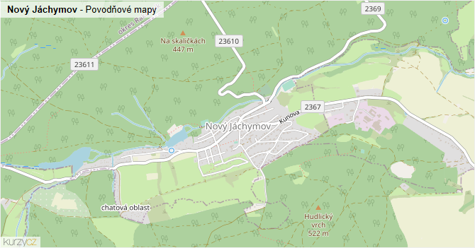Nový Jáchymov - záplavové mapy stoleté vody