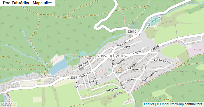 Pod Zahrádky - mapa ulice