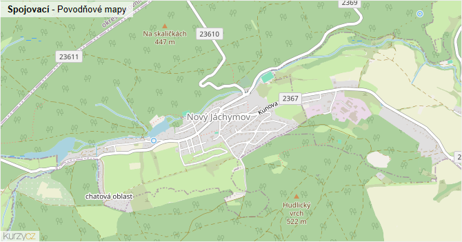 Spojovací - záplavové mapy stoleté vody