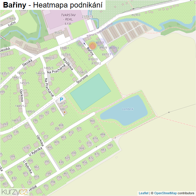 Mapa Bařiny - Firmy v ulici.