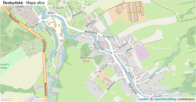 Beskydská - mapa ulice