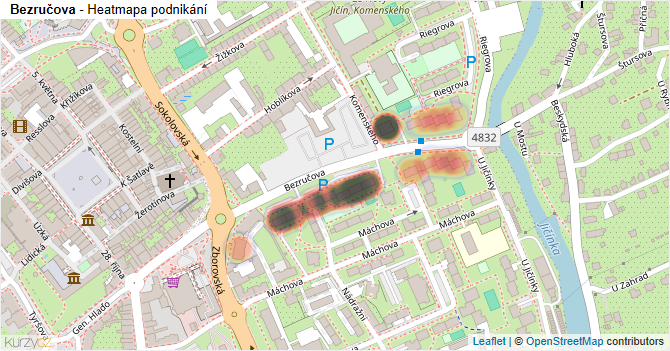 Bezručova - mapa podnikání