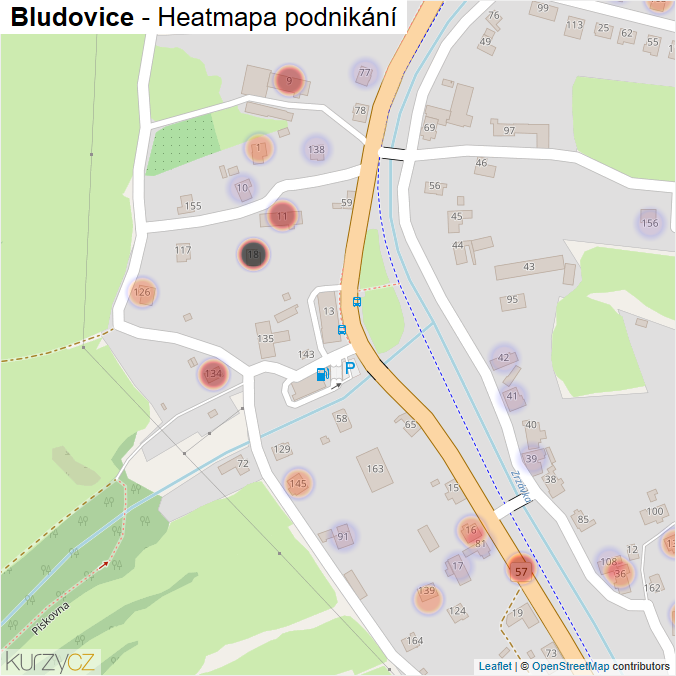 Mapa Bludovice - Firmy v části obce.