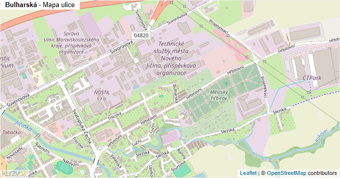 Bulharská - mapa ulice