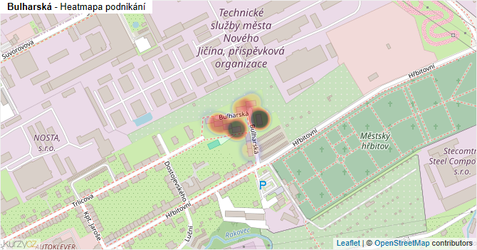 Bulharská - mapa podnikání