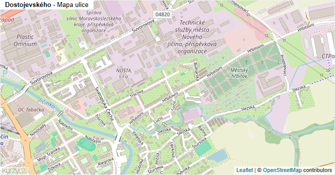 Dostojevského - mapa ulice