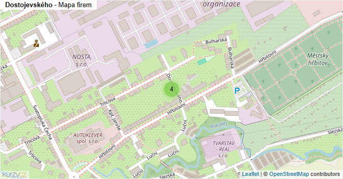 Dostojevského - mapa firem