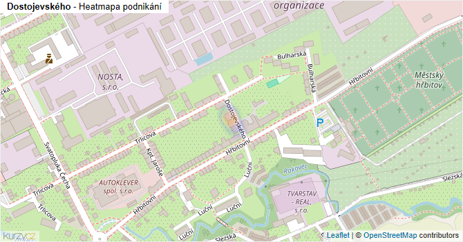 Dostojevského - mapa podnikání