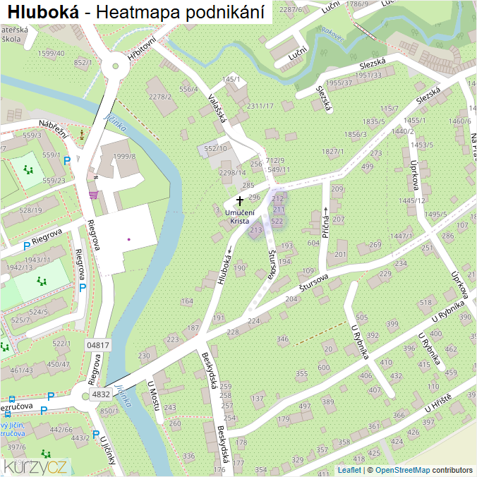 Mapa Hluboká - Firmy v ulici.