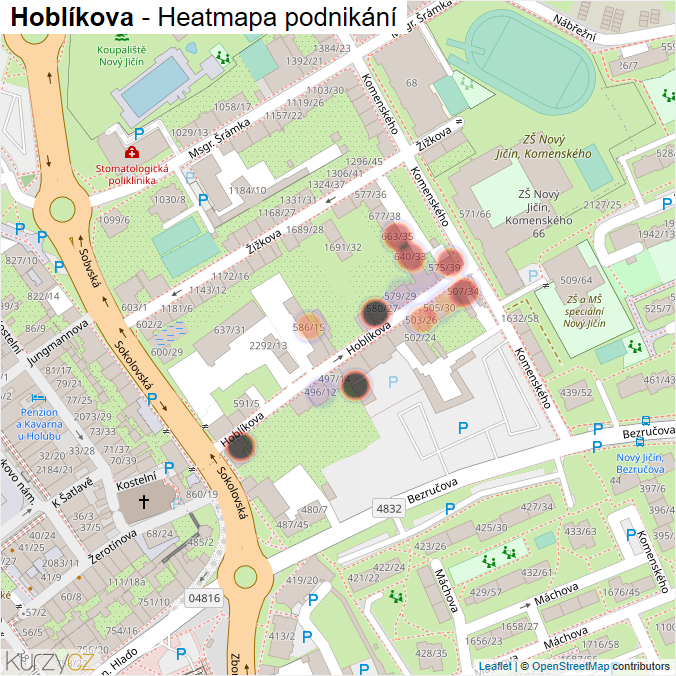Mapa Hoblíkova - Firmy v ulici.