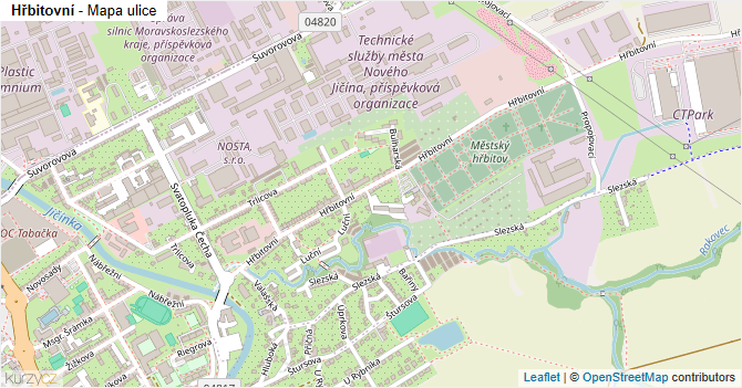 Hřbitovní - mapa ulice