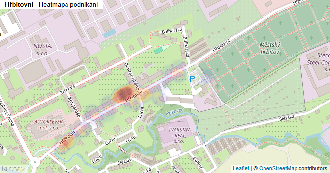 Hřbitovní - mapa podnikání