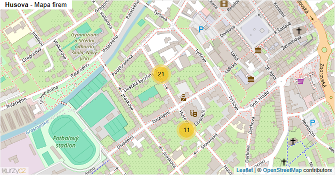 Husova - mapa firem