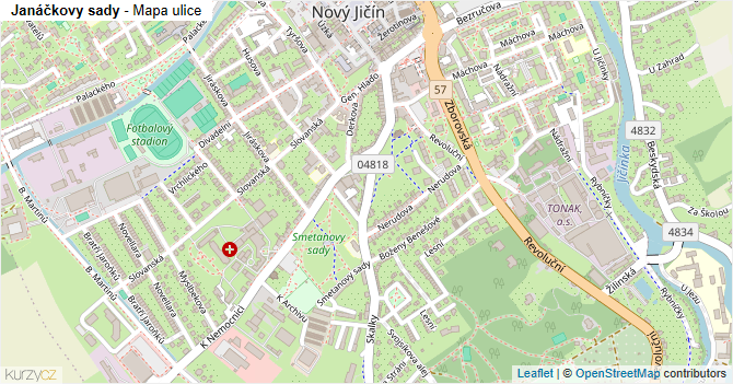 Janáčkovy sady - mapa ulice