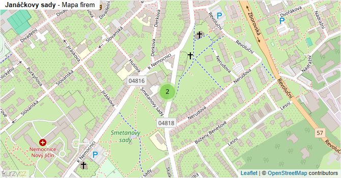 Janáčkovy sady - mapa firem