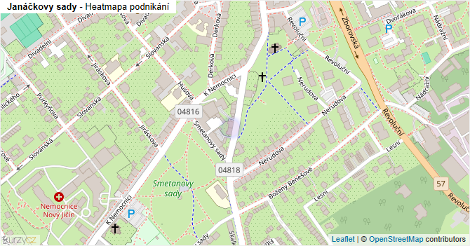 Janáčkovy sady - mapa podnikání