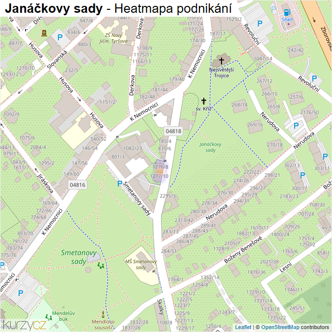 Mapa Janáčkovy sady - Firmy v ulici.